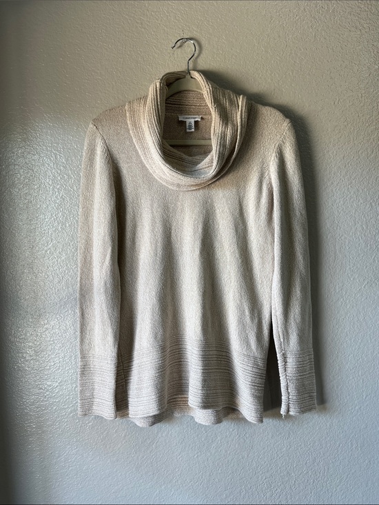 Calvin Klein Sweaters - Calvin Klein Cream Cowl Neck Sweater Sz L Comfy Office Casual Bohemian knit